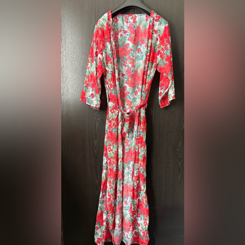 Floral Red Kimono Robe